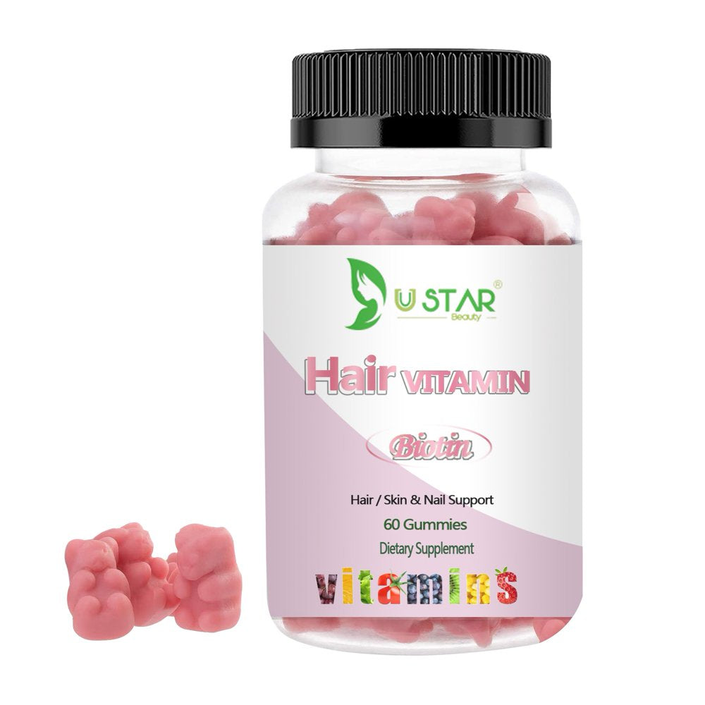  Hair Growth Vitamins Gummies with Biotin 5000 Mcg Vitamin a & E & C Supremium Vegetarian, Non-Gmo, Hair Skin and Nails - 60 Gummies