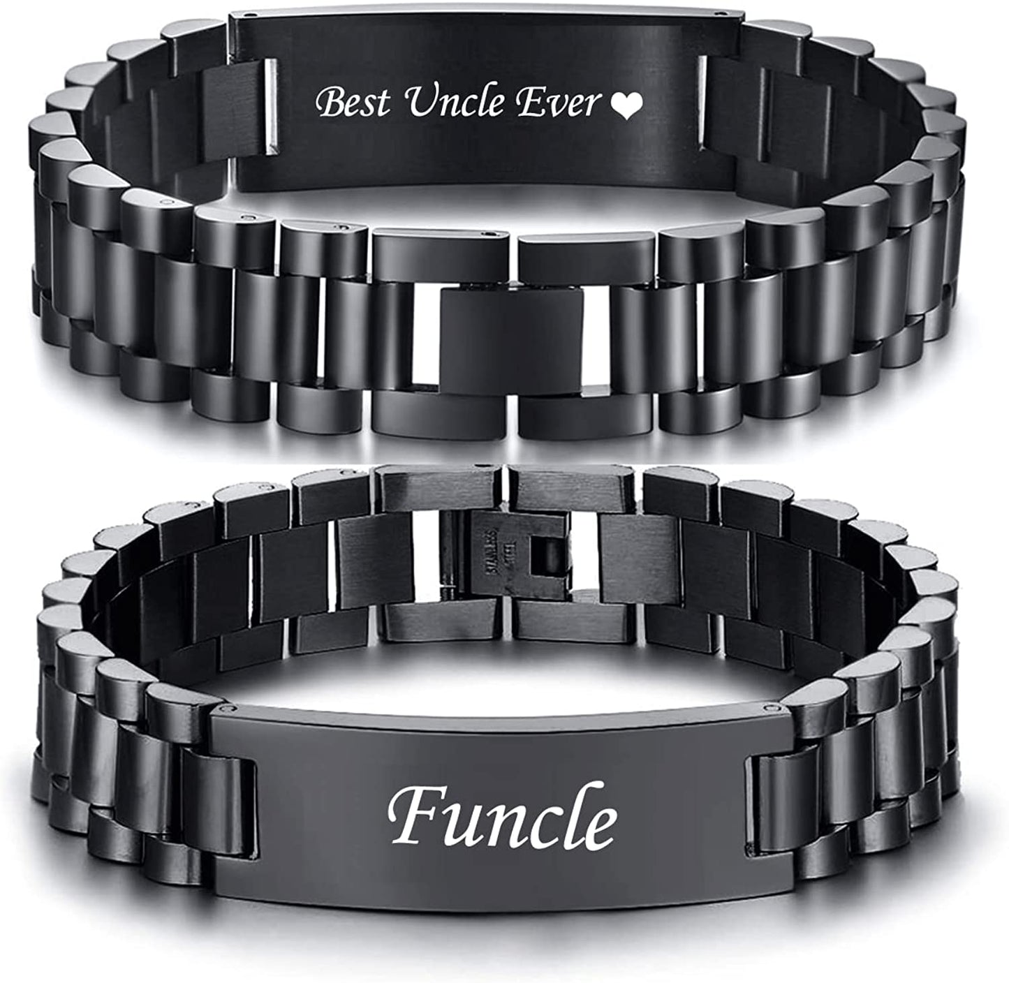 Watch Band Stainless Steel Link Bracelet Personalized Engraved DAD Jewelry Gift for Men DAD Father