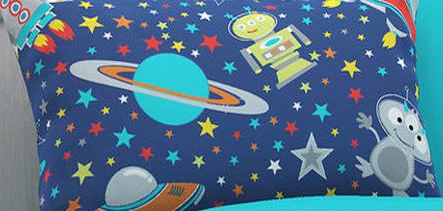 Kids Blue Outer Space Comforter 2 Piece Set, Twin