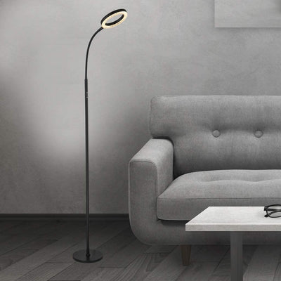 LED Floor Lamp Natural Daylight Reading Light- Bright Integrated LED Standing Lamp with a Cool Light Color Temperature of 4000K and 500 Lumens of Brightness and Two Level Foot Switch (Black)