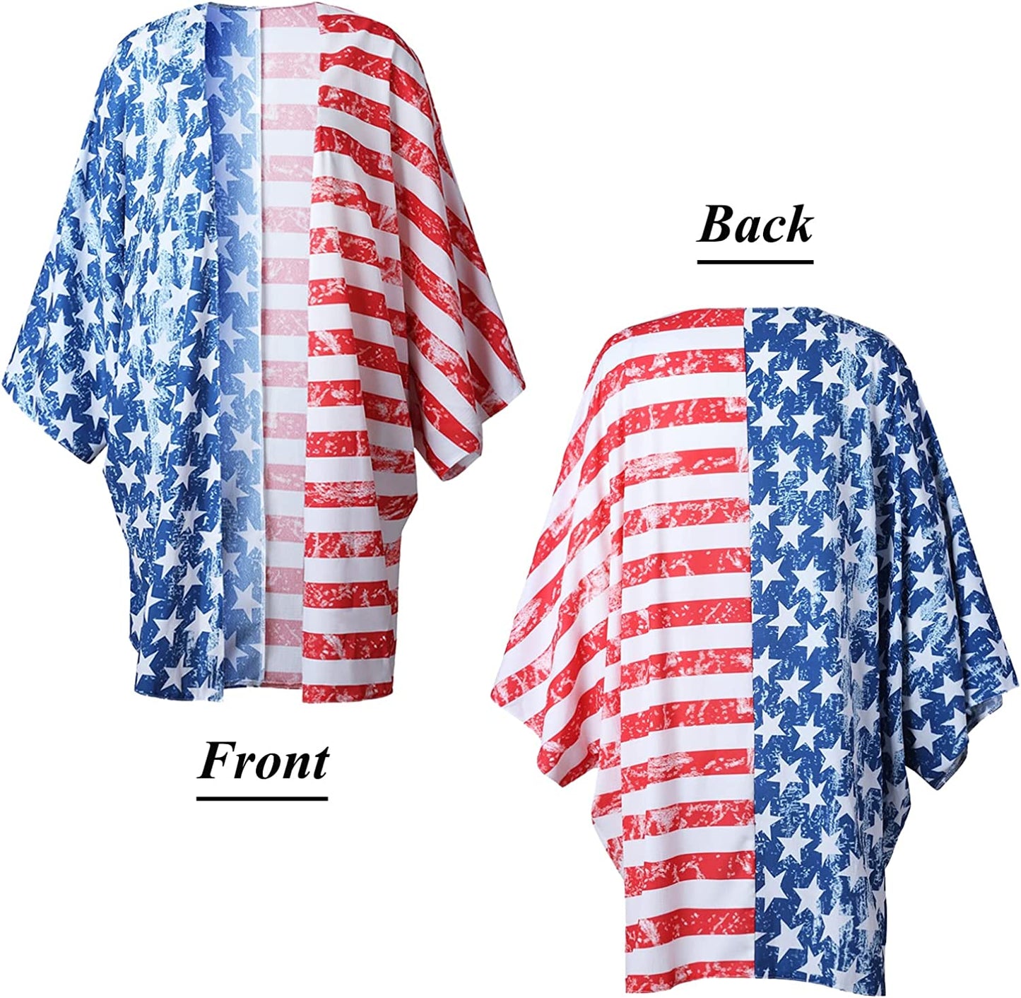Women's American Flag Kimono Cardigan Lightweight 