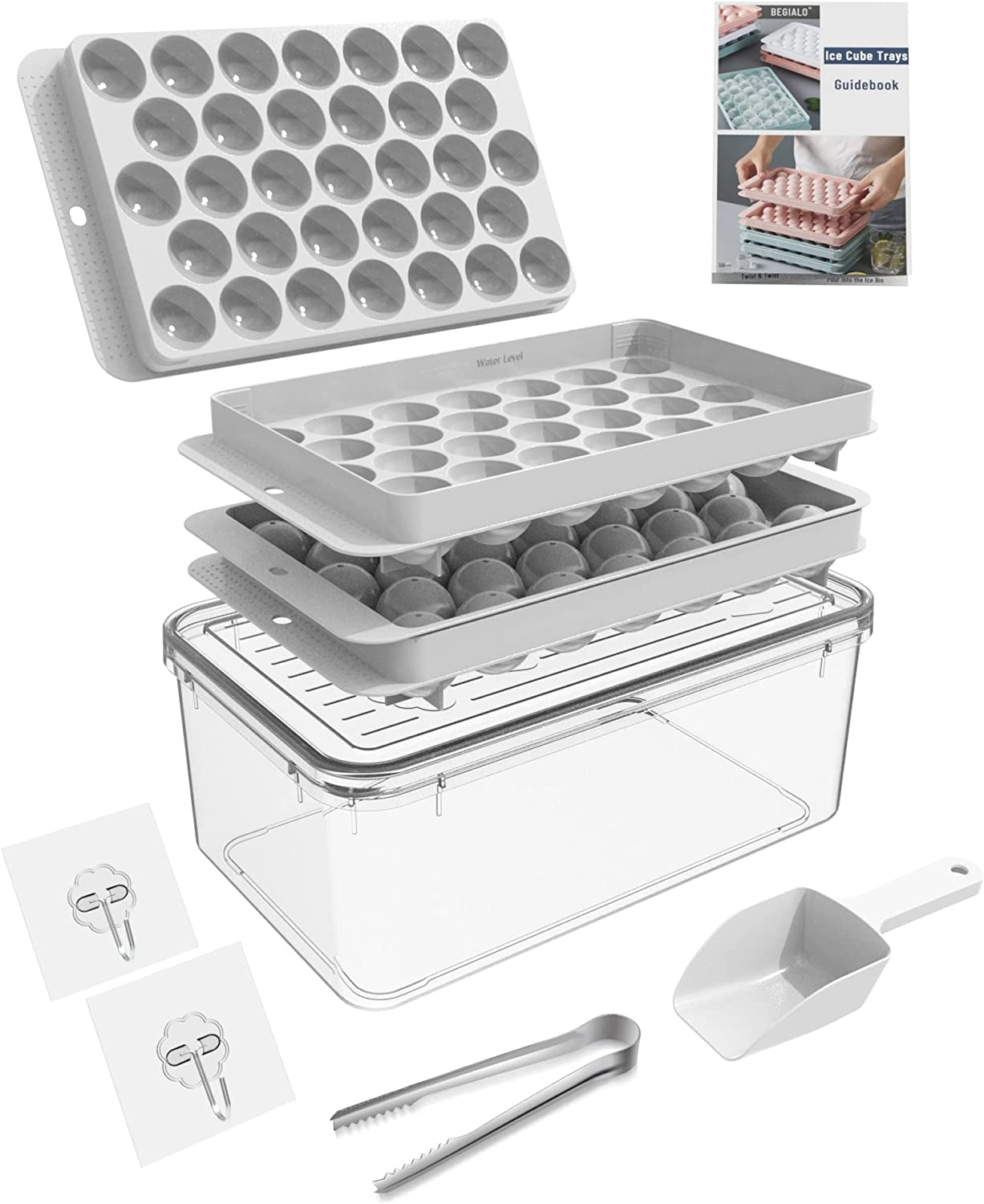 Round Ice Trays for Freezer with Lid and Bin