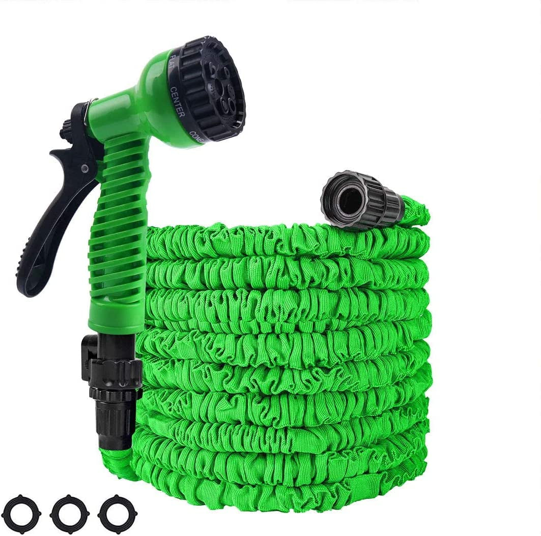 Expandable Garden Hose Lightweight Water Hose with 7 Functions Spray Nozzle,Flexible Gardening Hose Leakproof Double Latex Core Collapsible Hose for Gardening Lawn Washing