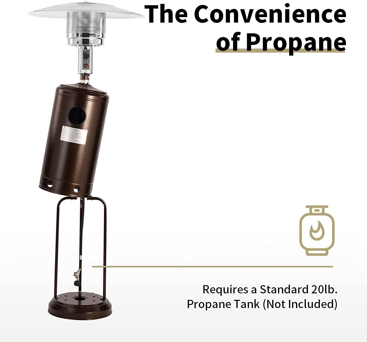 KT 46,000 BTU Propane Outdoor Patio Heater with Cover and Wheels for Residential or Commercial Use 87 Inches