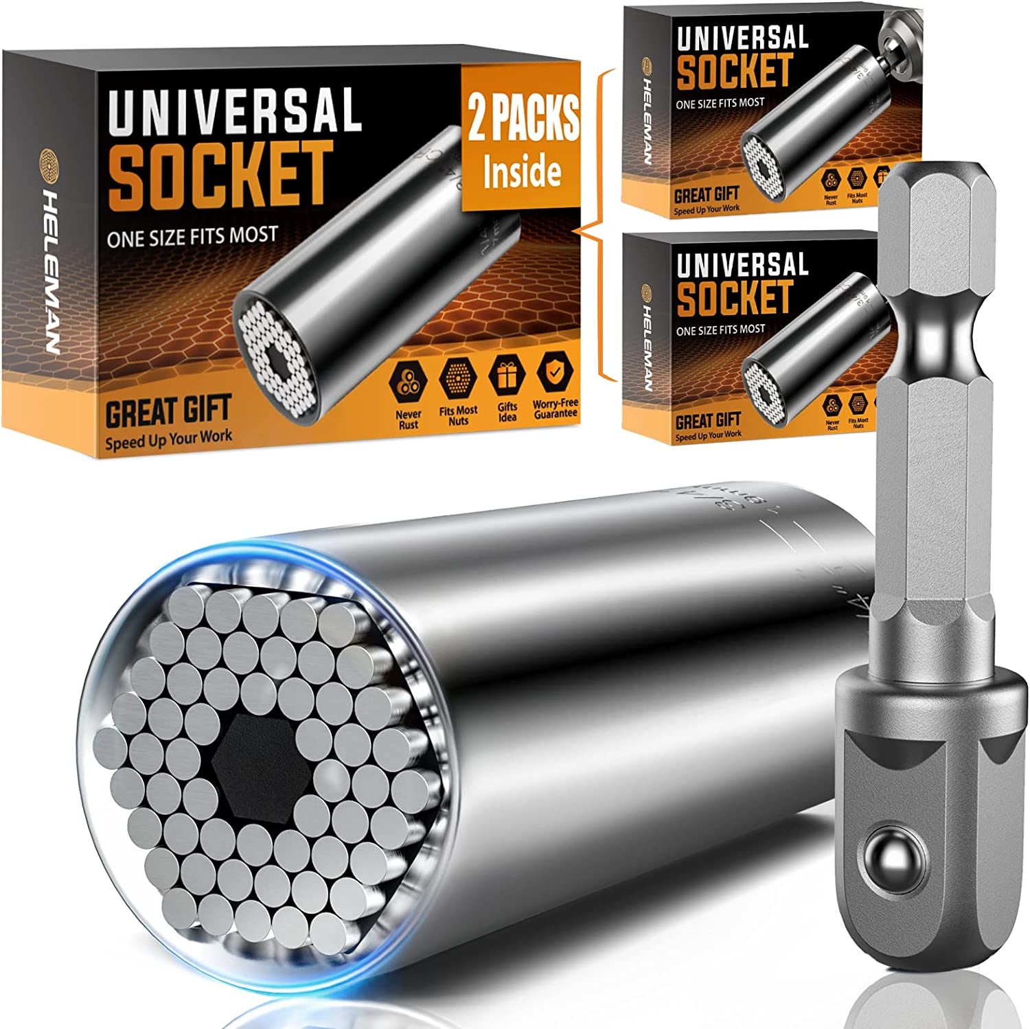 Super Universal Socket Tools Gifts for Men - Father's Day Gifts for Dad from Daughter Son Socket Set with Power Drill Adapter(7-19 MM) Cool Stuff Gadgets for Men Women Birthday Gift for Dad Husband