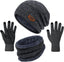 3 Pieces Winter Beanie Hat, Scarf and Touchscreen Gloves Set for Men and Women Slouchy Warm Fleece Lined Caps Neck Warmer