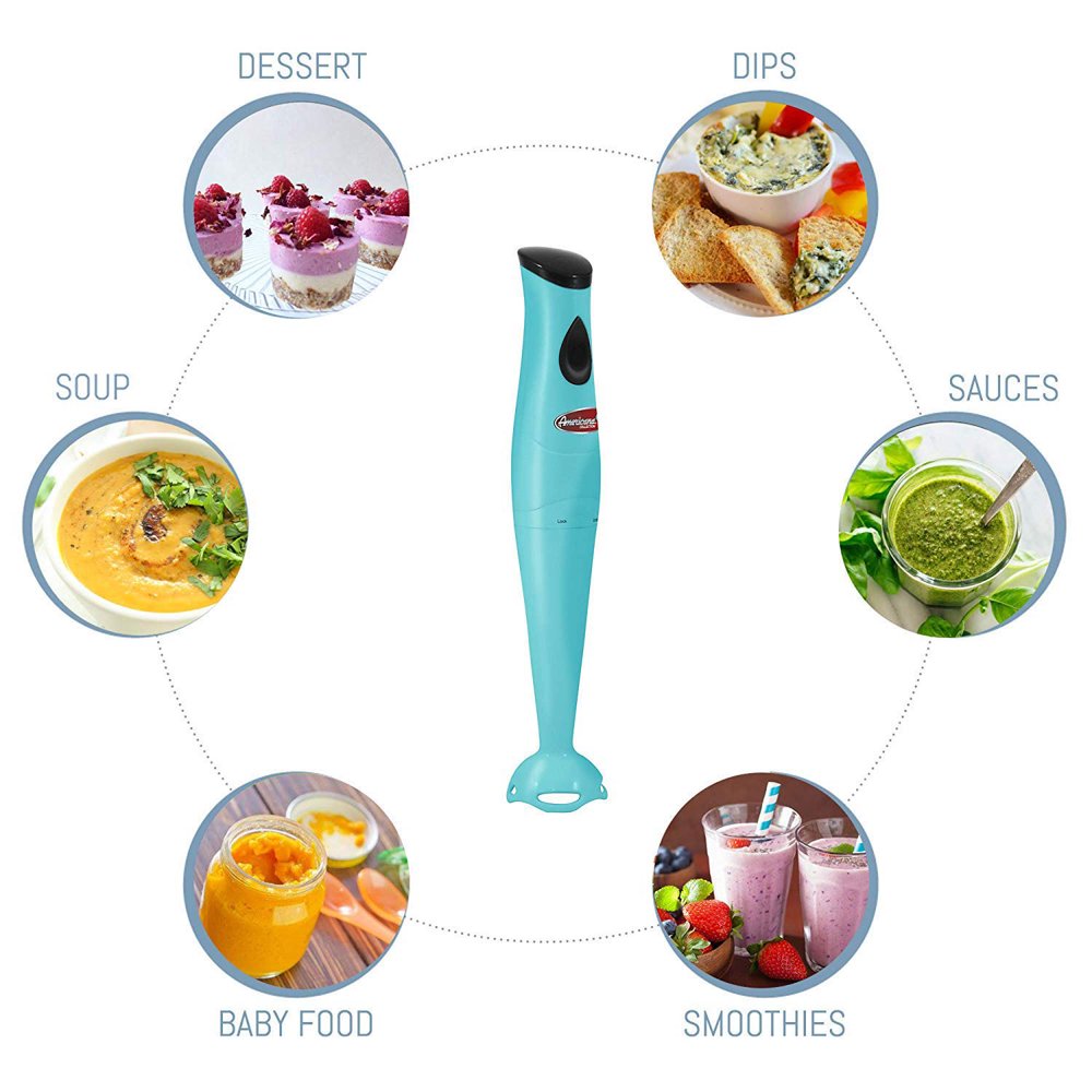 Americana by Elite EHB-2425BL Hand Blender with Detachable Wand 