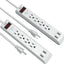 4-Outlet Surge Protector Power Strip 2-Pack, Overload Protection, 4-Foot Cord with 2.4A 2-Port USB Ports, ETL Listed