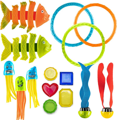 15 Pack Pool Diving Toy Set with Carrying Bag
