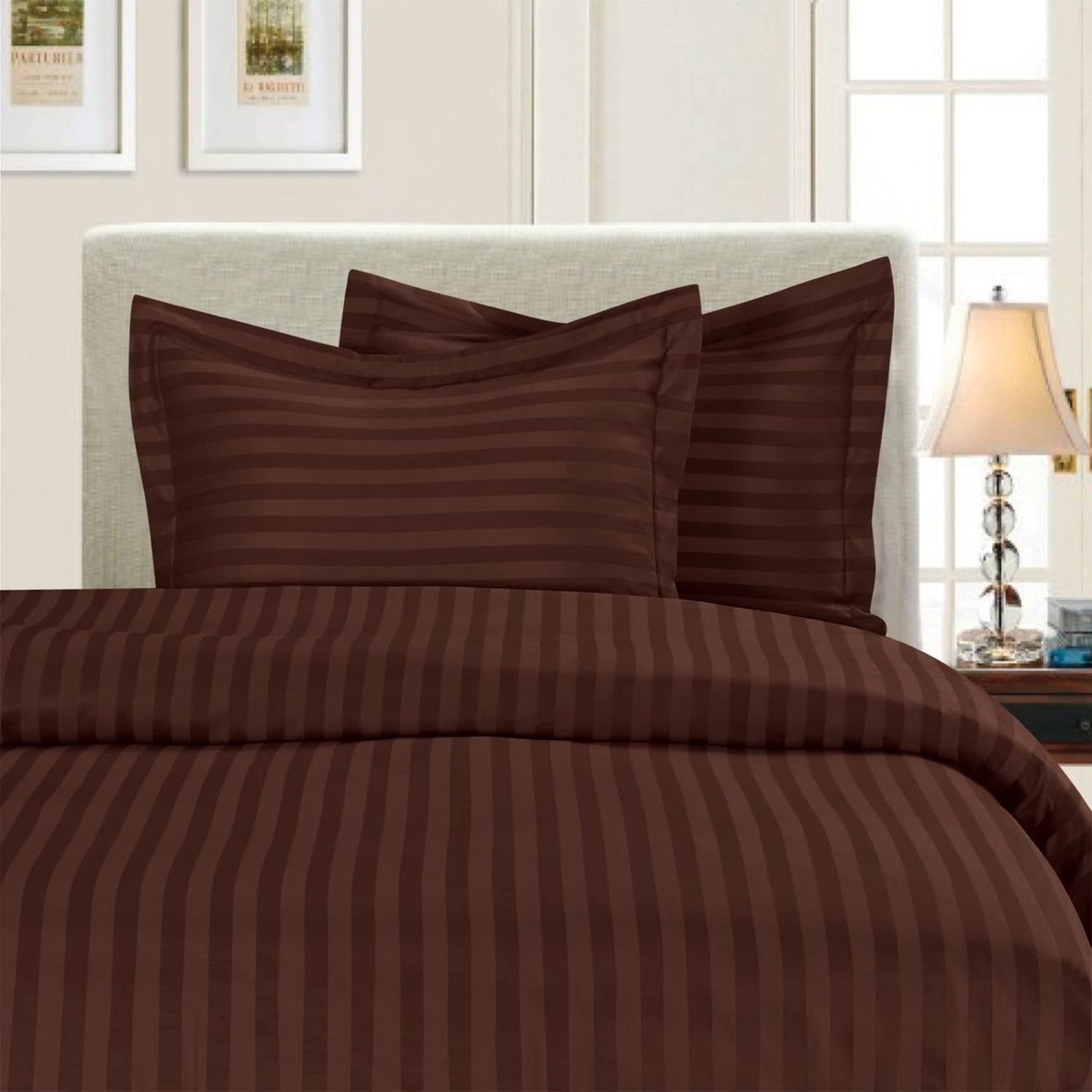 Elegant Comfort Best, Softest, 3-Piece Duvet Cover Sets! - 1500 Thread Count Egyptian Quality Luxurious Wrinkle Resistant 3-Piece Damask Stripe Duvet Cover Set