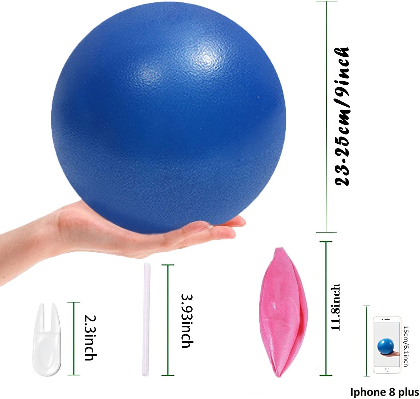  3 Pcs Pilates Exercise Mini 9 Inch Yoga Ball - Barre Small Bender Workout Fitness Balance Physical Therapy Squishy Balls Improves Stability Core Training Equipment for Home