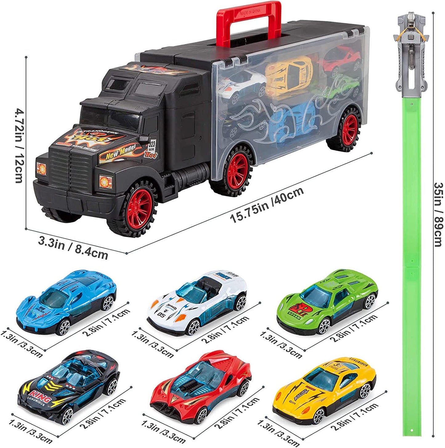 Toddler Toys for 3-5 Year Old Boys,Toy Truck Carrier with 12 Die-Cast Vehicles Toy Cars and 2 Race Tracks,Gift for Kids Age 3 4 5 6 7