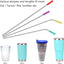 20 Pack Reusable Stainless Steel Metal Straws,10.5" & 8.5" Reusable Drinking Straws with 20 Silicone Tips 5 Straw Brushes 1 Travel Case,Eco Friendly Extra Long Metal Straw Fit for 20 24 30 oz Tumbler