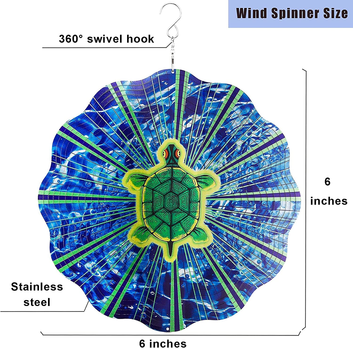 3D Sea Turtle Spinner Craft Yard Decor,Kinetic Outdoor Metal Wind Catchers,6 inches Small Tortoise Hanging Spinner Indoor Home Ornaments,Stainless Steel Wind Sculptures & Spinners