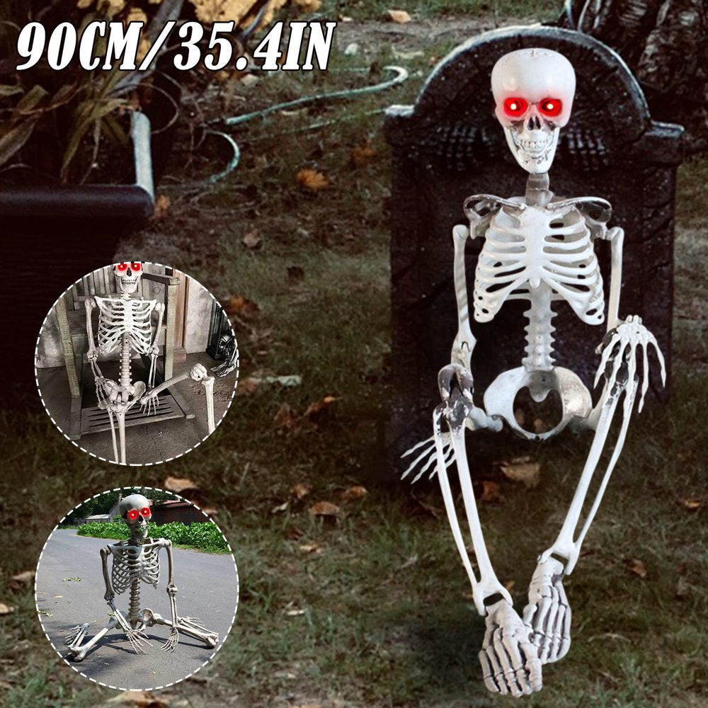 27.5" Halloween Skeleton Halloween Decorations, Haunted House Props for Front Lawn, Graveyard Decorations, Lifelike Skeleton Model, Indoor/Outdoor Spooky Scene Party Favors on Clearance