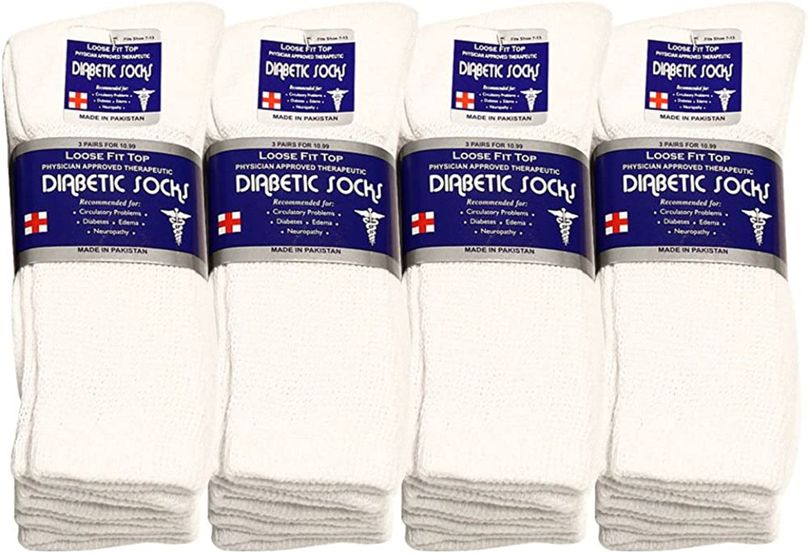 Physicians Approved Diabetic Socks Crew Unisex 3, 6 or 12-Pack