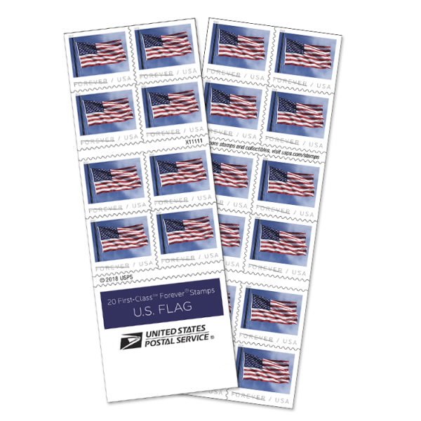 USPS US-Flag 2018 Forever Stamps - Book of 20 Postage Stamps