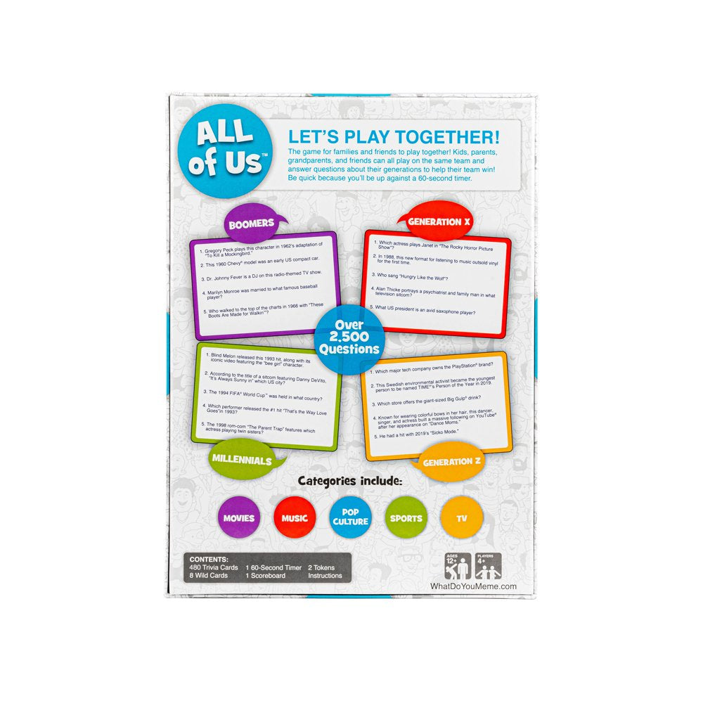 All of Us - the Family Trivia Game for All Generations - Gen Z, Gen Y, Gen X & Baby Boomers - Card Game by What Do You Meme?