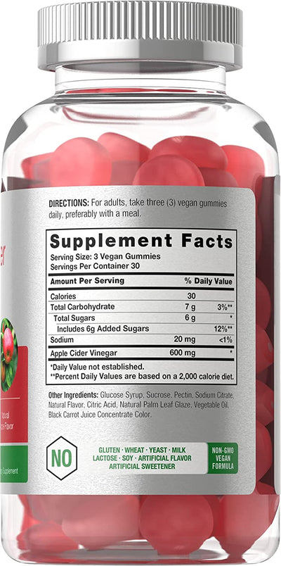 Vegan Apple Cider Vinegar Gummies | 90 Count | ACV Supplement | Natural Apple Flavor | Non-GMO, Gluten Free Gummies for Adults | by Horbaach