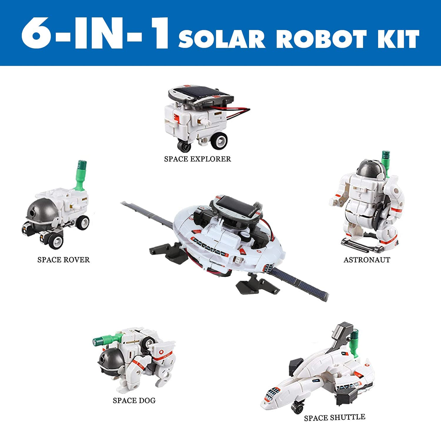 Toys Solar Robot Kit for Kids 6-In-1- DIY Educational Science Kits Gift for Boys & Girls Age 8+ - Educational Space Exploration Fleet Building Learning Science Toys Set for Kids