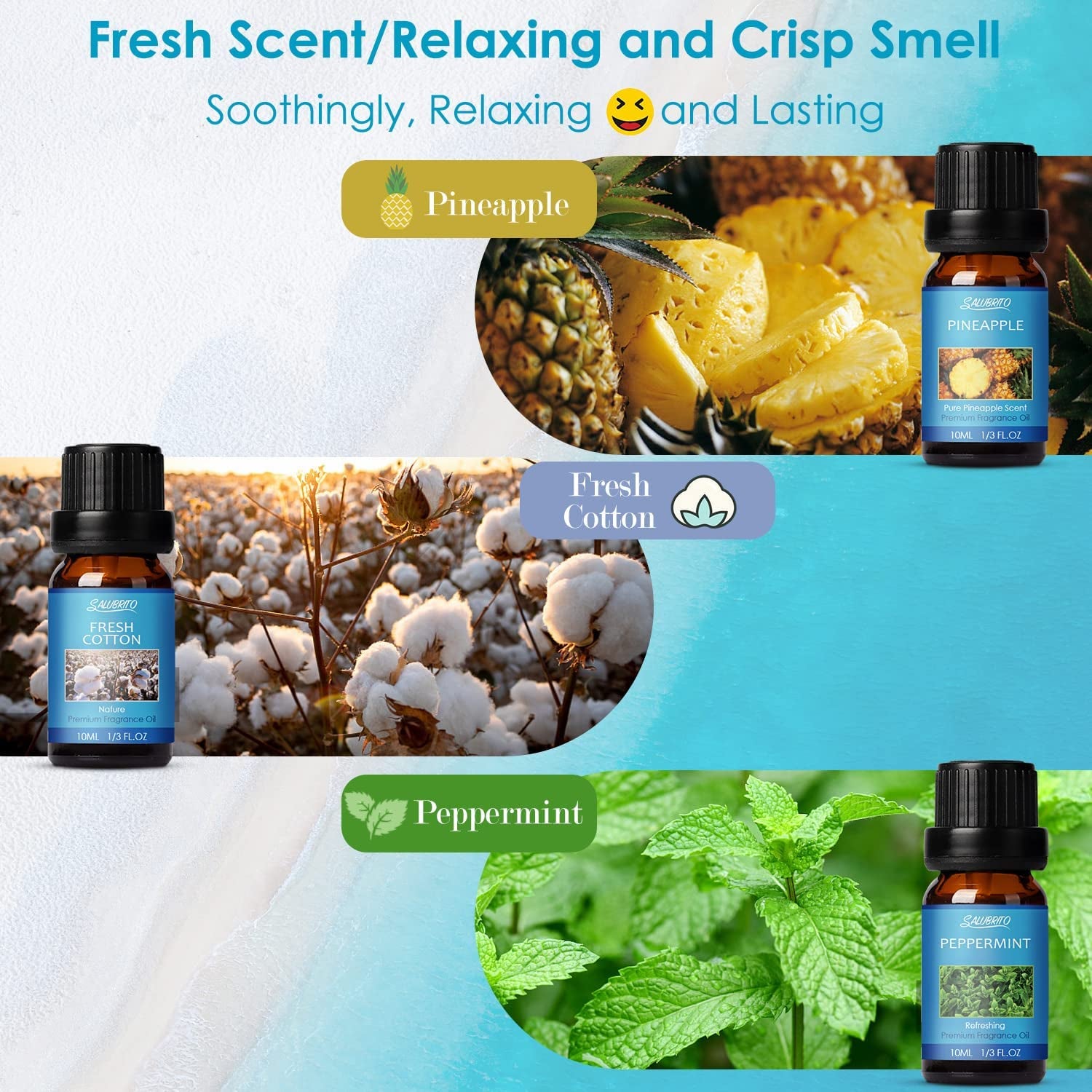  Summer Essential Oils Set for Diffuser, Aromatherapy Oils Gift Set for Home, Scented Oil for Soap & Candle Making - Midsummer Night, Pineapple, Peppermint Fragrance Oils and More