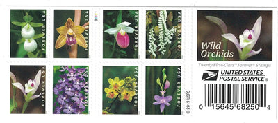 USPS Wild Orchids 2020 Forever Stamps - Booklet of 20 Postage Stamps