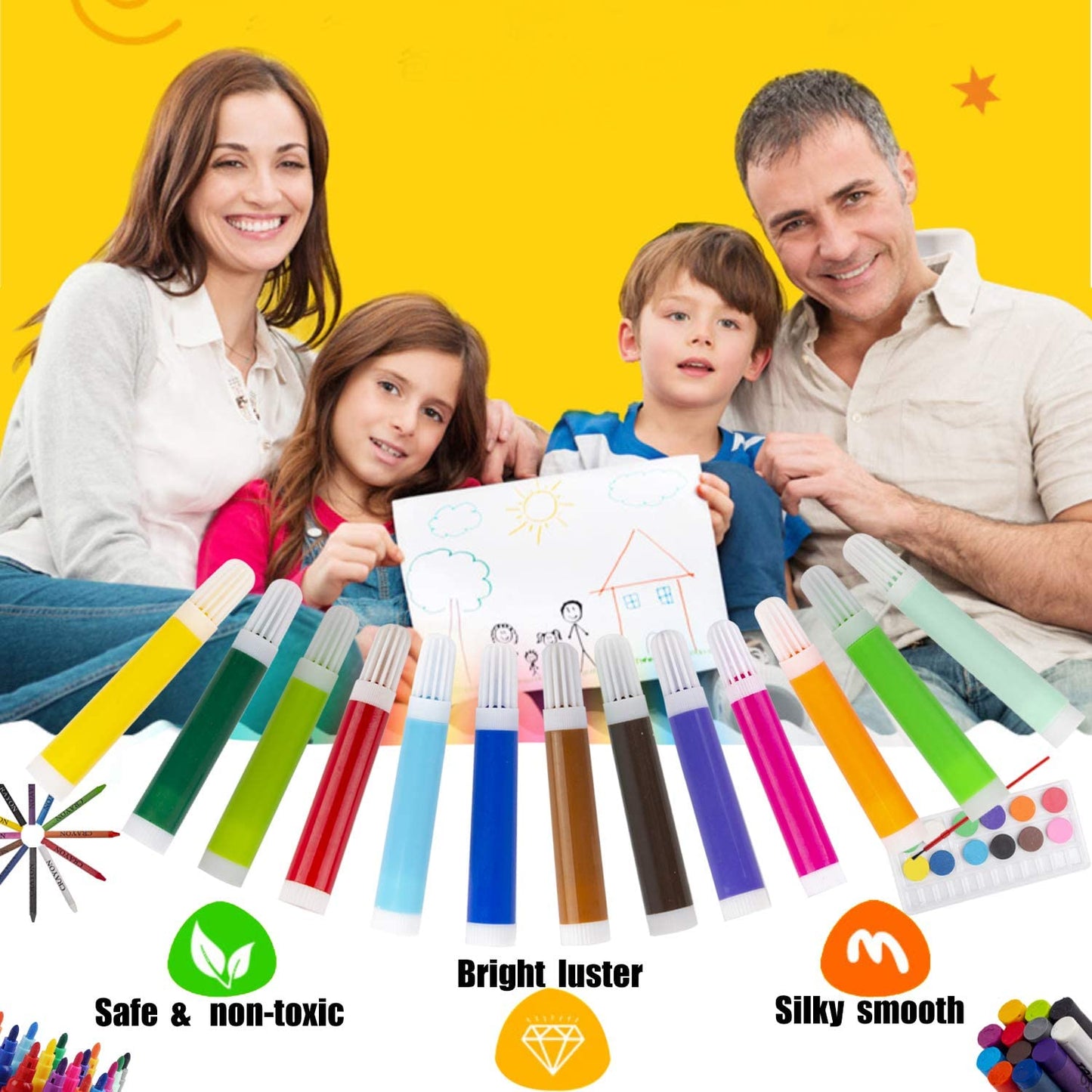 KINSPORY 212 PCS Portable Inspiration & Creativity Coloring Art Set Painting & Drawing Supplies Kit, Markers, Oil Pastels, Crayons, Colour Pencils, Watercolour Cakes, Palette, Brush, Drawing Papers
