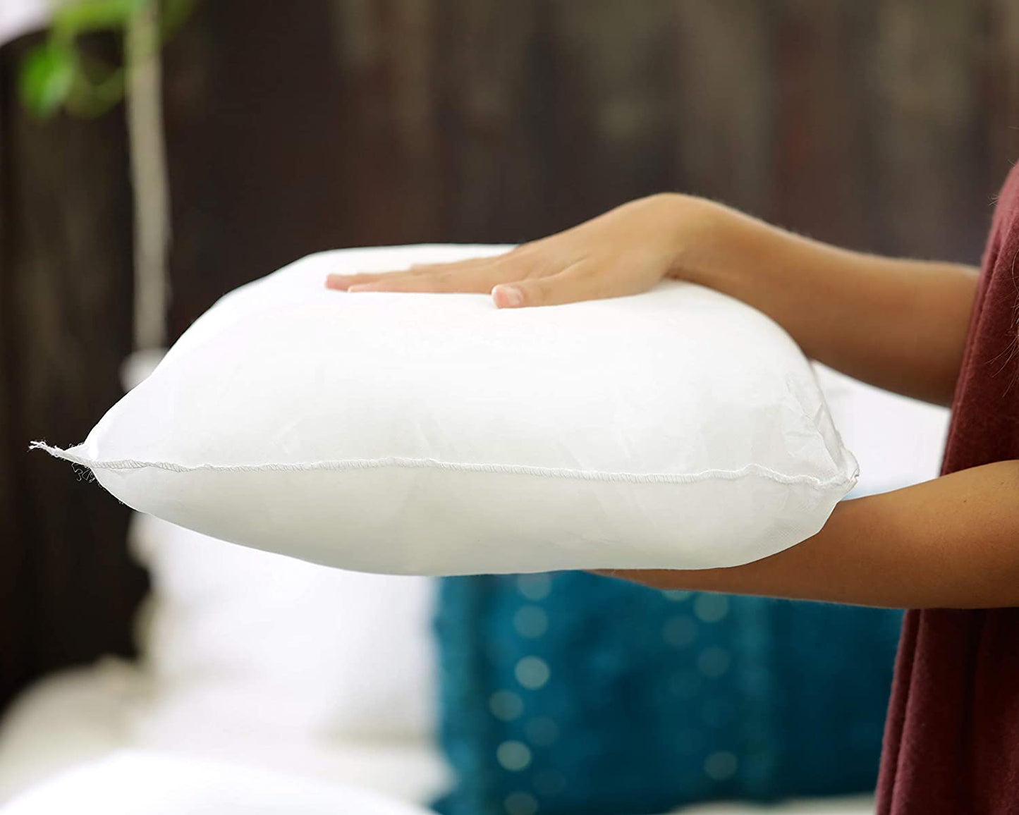 Foamily Premium Hypoallergenic Stuffer Pillow Insert Sham Square Form Polyester, 12" L X 12" W, Standard/White