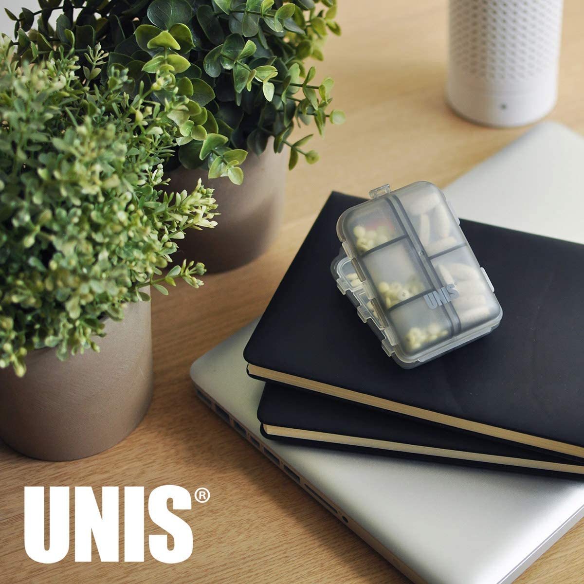 UNIS 2 Pack Foldable Pill Organizer Portable Case Box Medication Supplements Pill Medicine Container 10 Compartments 2 Pack