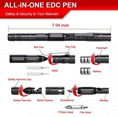 Gifts for Dad Men Husband, LETMY Tactical Pen Survival Gear(8-In-1), Stocking Stuffers Gift for Men, LED Flashlight, Cool Gifts for Dad, Unique Gifts Ideas for Boyfriend Father Him Women