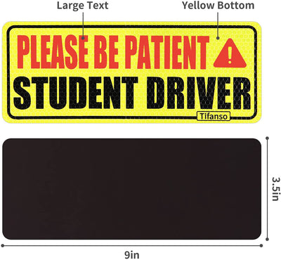 Tifanso Student Driver Car Magnet, Reflective Student Driver Signs for Car, New Driver Magnetic Sticker, Safety Sign Vehicle Bumper Magnet for New Driver (Set of 3)