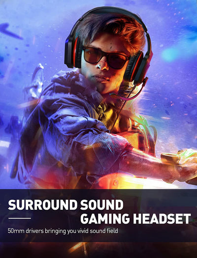 Gaming Headset for PS4 PC Xbox One PS5 Controller, Stereo Sound Noise Cancelling over Ear Headphones with Mic, Gaming Headsets Wired for PC, PS4, PS5, Switch, Xbox One Laptop Mac Nintendo Switch