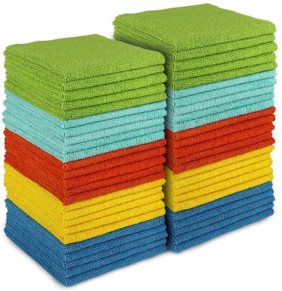 AIDEA Microfiber Cleaning Cloths-50Pk, All-Purpose Softer Highly Absorbent, Lint Free - Streak Free Wash Cloth for House, Kitchen, Car, Window, Gifts(12In.X 12In.)