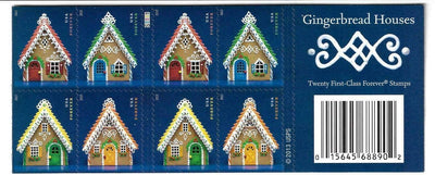 USPS Gingerbread Houses 2013 Forever Holidays Stamps - Book of 20 Postage Stamps