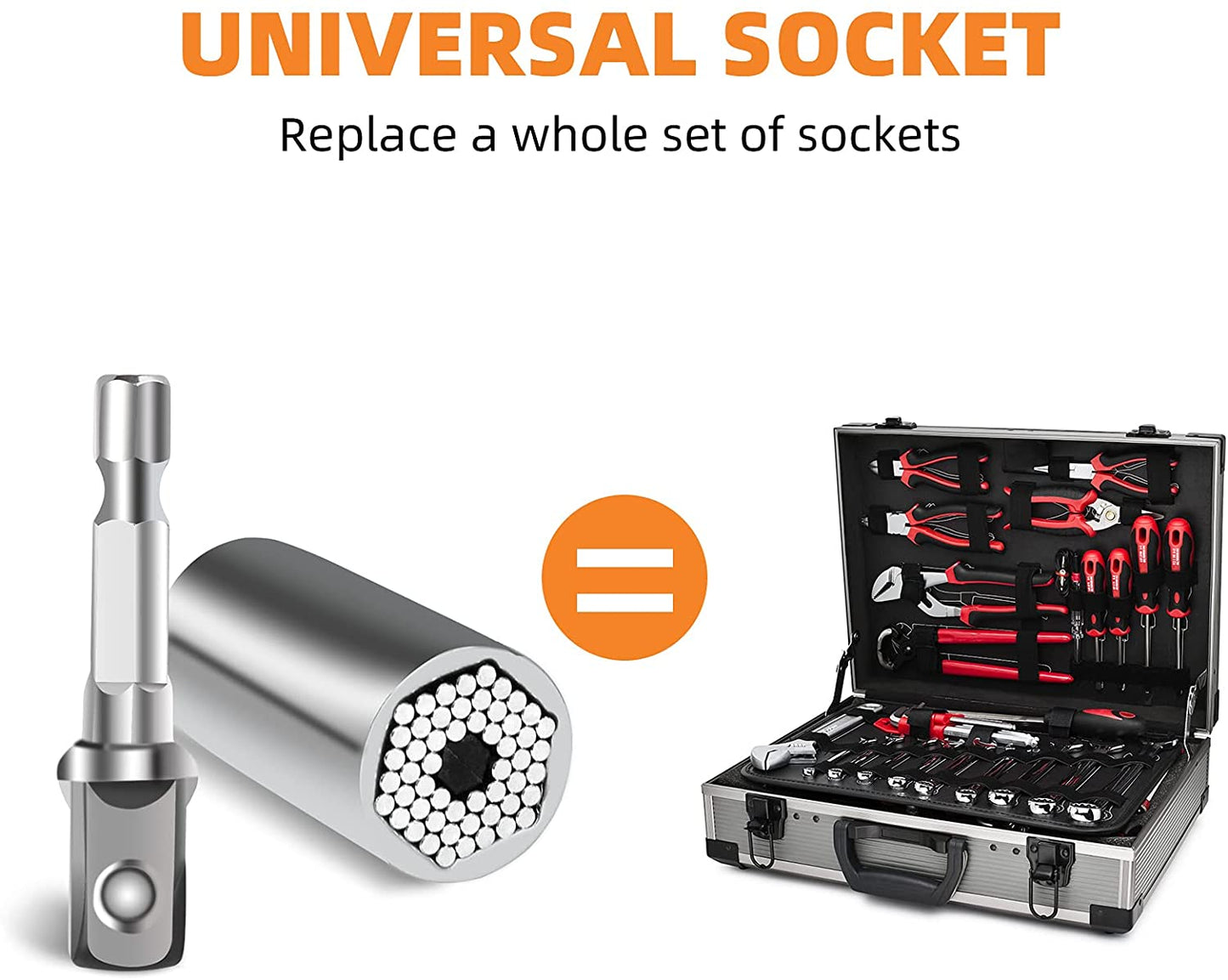 Universal Socket Tool Gift for Dad - Socket Set with Power Drill Adapter Cool Stuff, Super Universal Socket Grip Gadgets 1/4'' - 3/4'' (7-19Mm)