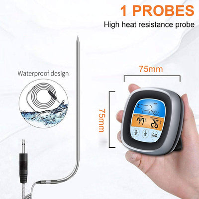 Meat Thermometer, Instant Read Food Thermometer for Cooking, Digital Oven Safe Meat Thermometer for Grilling and Smoking, with Sensitive Color LCD Display