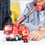 Fire Engine Ladder Truck for Kids with Two Fireman Figures - 4D Lights & Real Siren Sounds | Bump and Go Toy - Automatic Steering on Contact - Imaginative Play