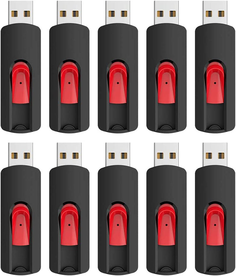 10 Pack 32GB USB Flash Drives Slide Retractable Memory Stick Bulk USB 2.0 Thumb Drive Jump Drive Zip Drive USB Sticks Data Storage Backup for PC Mac (32G, 10 Mixed Color)