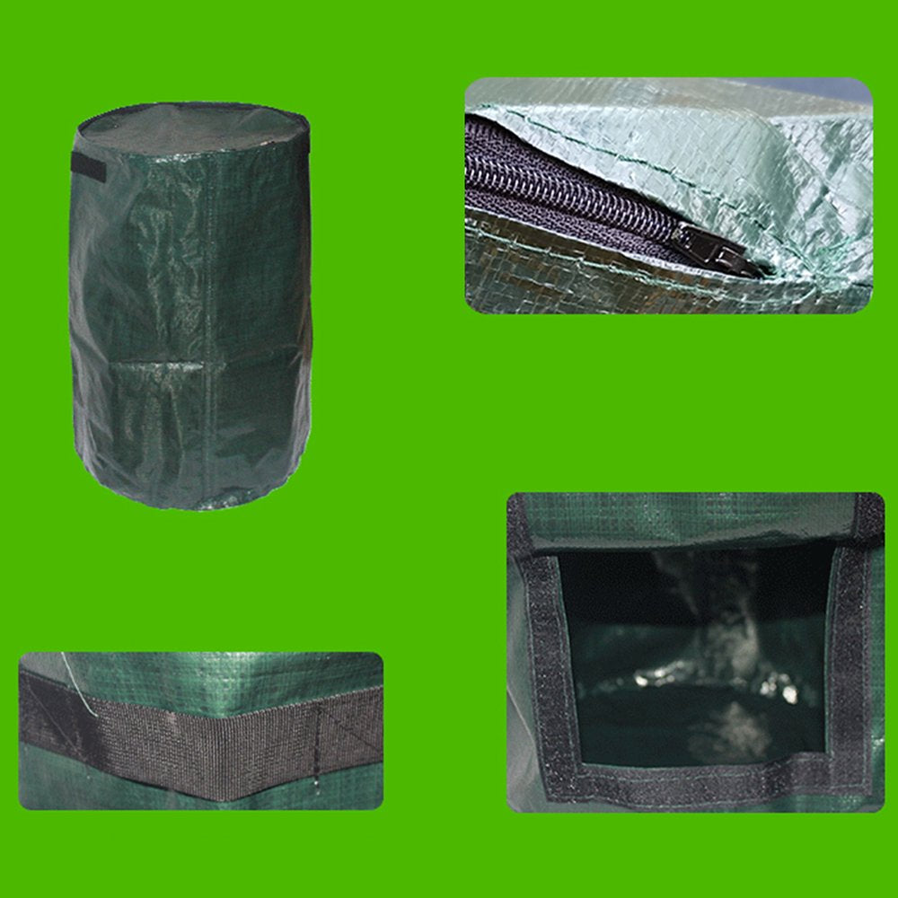 1 Pc 58L Garbage Storage Bag Portable Garden Leaf Trash Grass Collection Bucket with Cover for Garden Courtyard (Green)