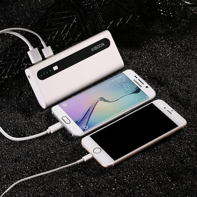 Power Bank 10,000Mah Phone Portable Charger with Flashlight (White+Black)
