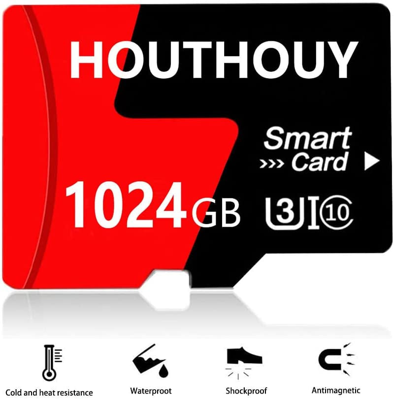 Micro SD Card 1TB Memory Card 1024GB Class 10 High Speed TF Card with Adapter for Pc,Android Phones,Tablet,Bluetooth Speaker,Dash Camera (Red)