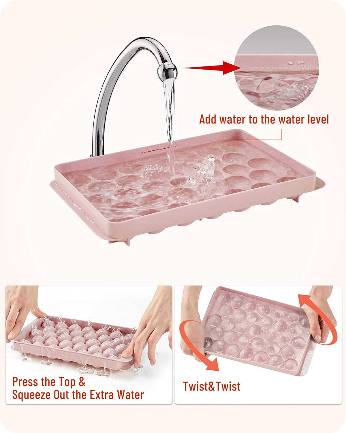 Round Ice Trays for Freezer with Lid and Bin