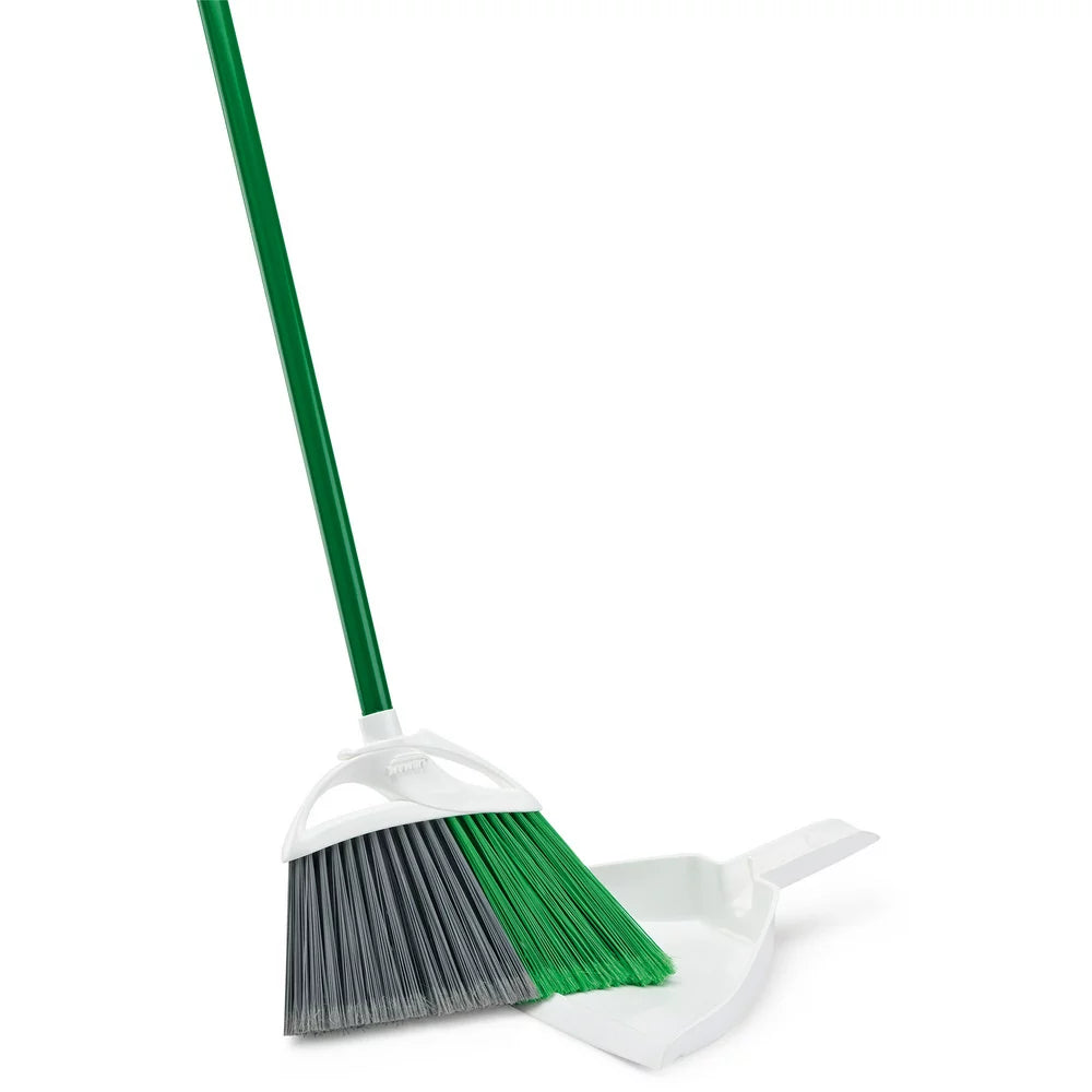  Broom Dustpan Green Electrostatic Powder Coated Steel Handel PET Broom Fibers