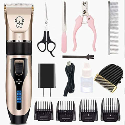 Professional USB Dog Clippers Low Noise Rechargeable Pet Trimmers Cordless Pet Grooming Kit Electric Pet Hair Clippers Dog Shavers with LED Display Nail Kits Replacement Blade