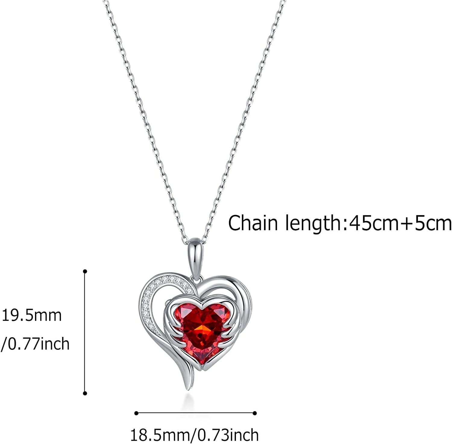  July Birthstone Ruby 925 Sterling Silver Necklaces for Women 