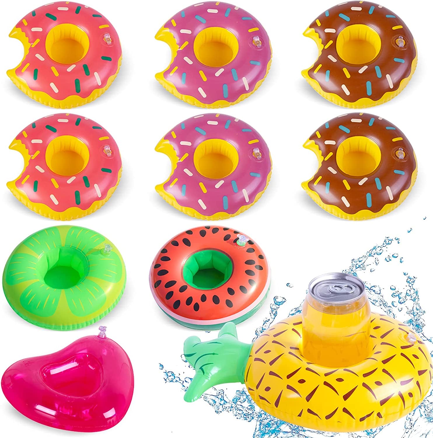 Koogel Inflatable Drink Holders, 10 Packs Floats Cup Holders Floating Drink Holder for Pool Drink Floats Inflatable Cup Coasters for Pool Party Kids Bath Toys