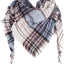 Womens Warm Scarf Triangle Shawls Winter Scarves Stripe Plaid Fichu Rough Surface