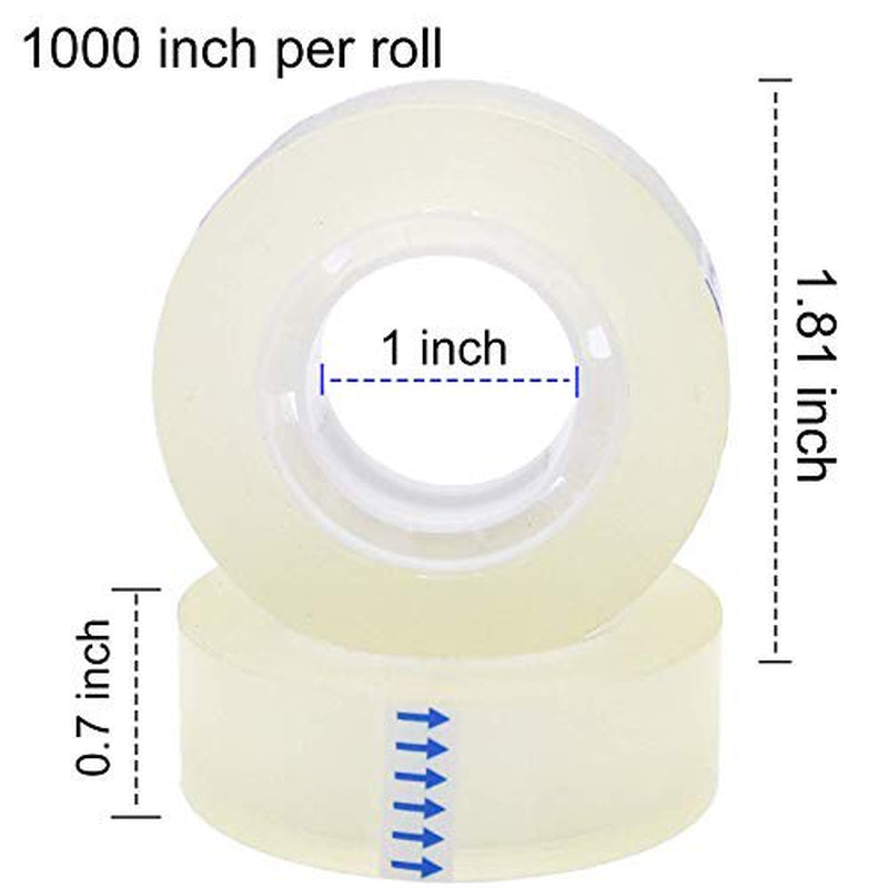 6 Rolls Transparent Tape Refills, Clear Tape, All-Purpose Transparent Glossy Tape for Office, Home, School