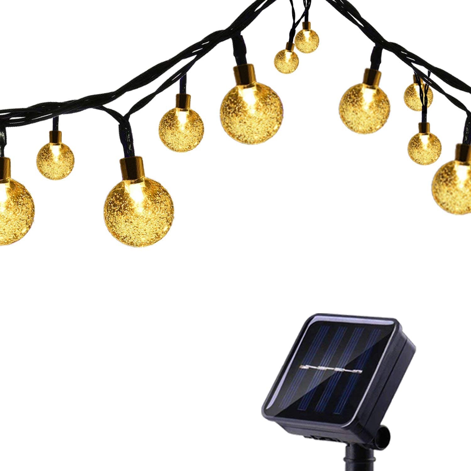 Solar Garden Lights, Outdoor String Lights with Balls, Waterproof 6m 30 LED 8 Twinkling Modes