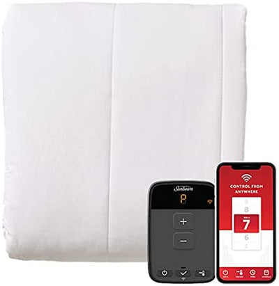 Sunbeam Polyester Wi-Fi Connected Mattress Pad, Electric Blanket, 10 Heat Settings, Full Size